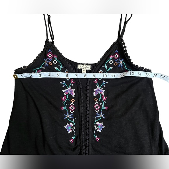 Boho 70’s Embroidered Peplum Swing Tank Top Crochet - Picture 3 of 9